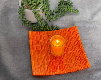 Balloon Fantasy, Orange Surprise, Retro Orange Bowl, Fused Glass Bowl, Abstract Modern Art, Trinket Dish, Fused Glass Art, Gift for Her Him