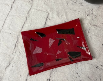 Regalo de Navidad para ella, Platos de jabón de vidrio fundido, Colores de Navidad, Regalo de Navidad, Regalo para él, Arte de vidrio, Diseño original único