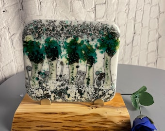 A Winter’s Tale, Xmas Scene, Fused Glass Art Panel, Fused Glass Art, Winter Scene, Glass Art, Gift for Her Him, Forest Scene, Trees Panel
