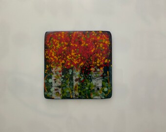 Wall hanging, Secret Forest, Fused Glass Forest Wall Art, Wooded Scene, Glass Art, Original Wall Panel, Original  Gift for Her Him