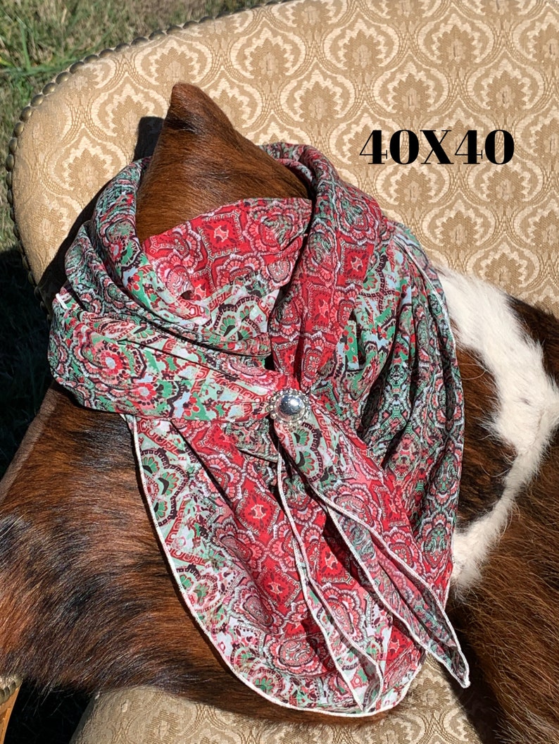 Wild Rag Red and green Cowboy Western Neck Scarf by PNW Wild Etsy