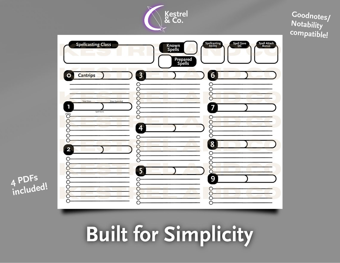 Minimal D&D 5e Character Sheet PDF Pack Etsy
