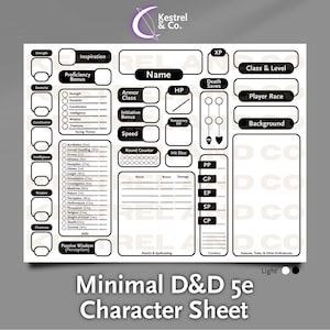 Minimal D&D 5e Character Sheet PDF Pack