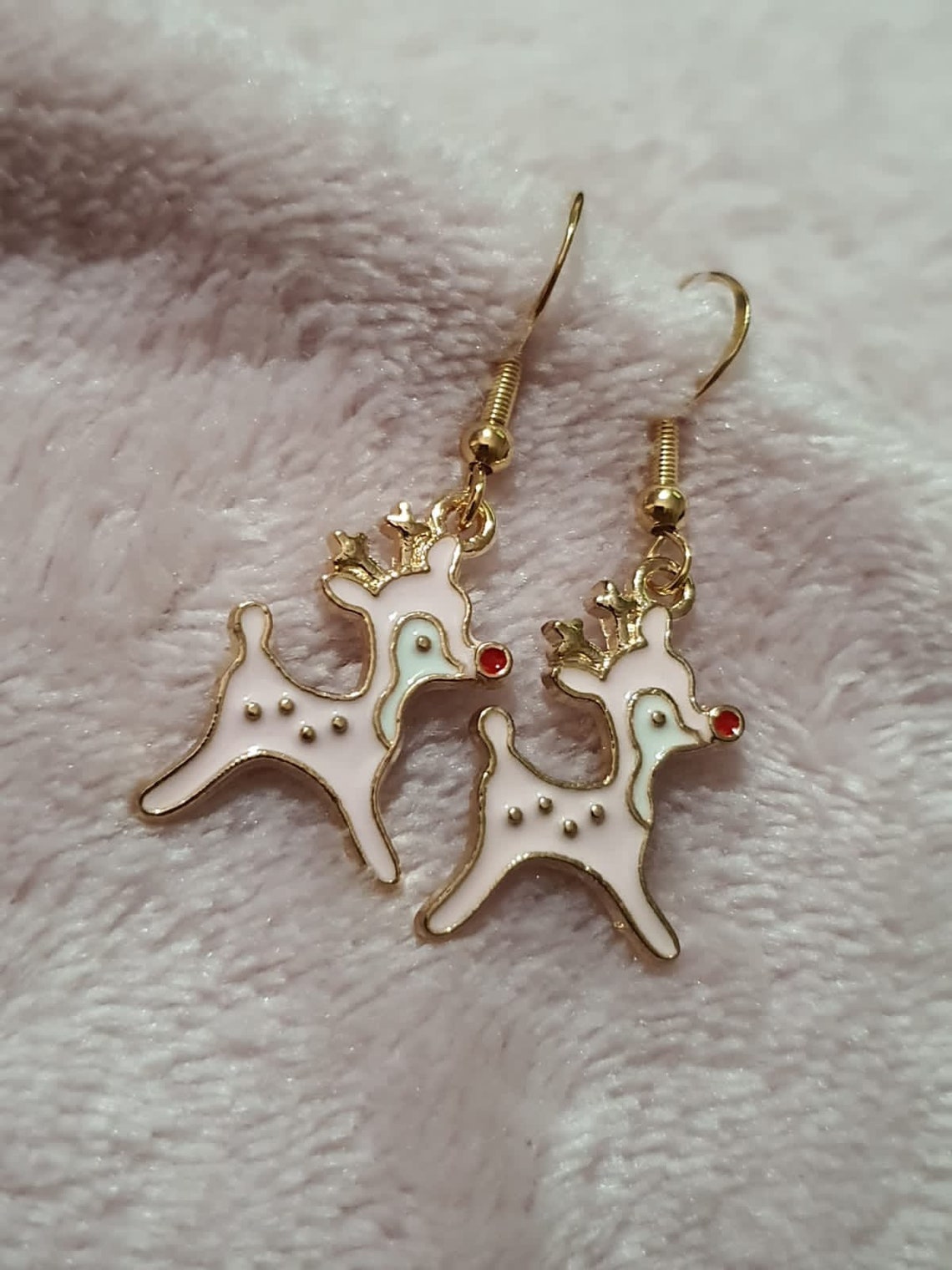 Reindeer Earrings Pink Earrings Gifts for Her jewellery Etsy