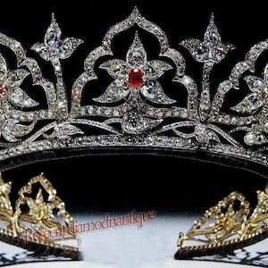 Real Natural 14.44ct Antique Rose Cut Diamond Silver 925 Anniversary Xmas Party Wear Bridal Queen Style Ruby Tiara Crown Hand-Made Jewelry image 1