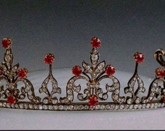 New Hand-Made Art Deco 7.45ct Antique Rose Cut Diamond Sterling Silver 925 Weddings Xmas Party Wear Bridal Style Ruby Queen Tiara Crown