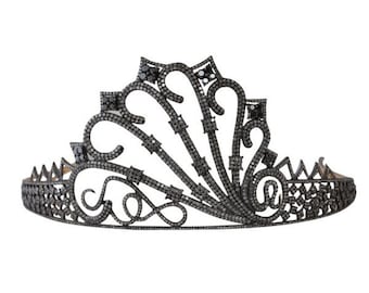 New Hand-Made 9.50ct Uncut Pave Design Antique Rose Cut Diamond Sterling Silver 925 Weddings Party Xmas Wear Style Sapphire Tiara Crown