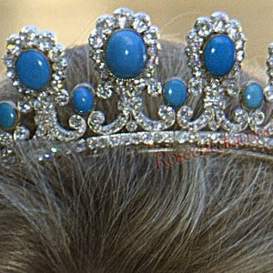 Real 10.44ct Antique Rose Cut Diamond Silver Weddings Xmas Party Wear Bridal Queen Style Turquoise Tiara Crown Hand-Made Jewelry image 2