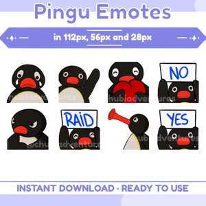 Pingu Emoticon / Television Penguin for Twitch, Discord or Youtube | P2U | Kawaii and cute penguin to use in streams | Pack