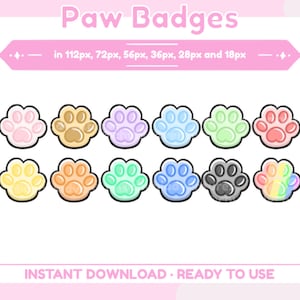 12 PACK Cat / Dog Paws / emotes | Streaming icons | Sub / bits badges / Channel points | Cute, kawaii, cozy style | Twitch Emotes