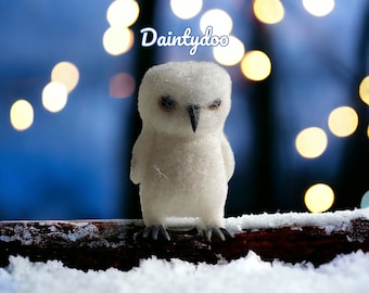 Needle Felted Owl,  Owl gift, White Owl Barn Owl
