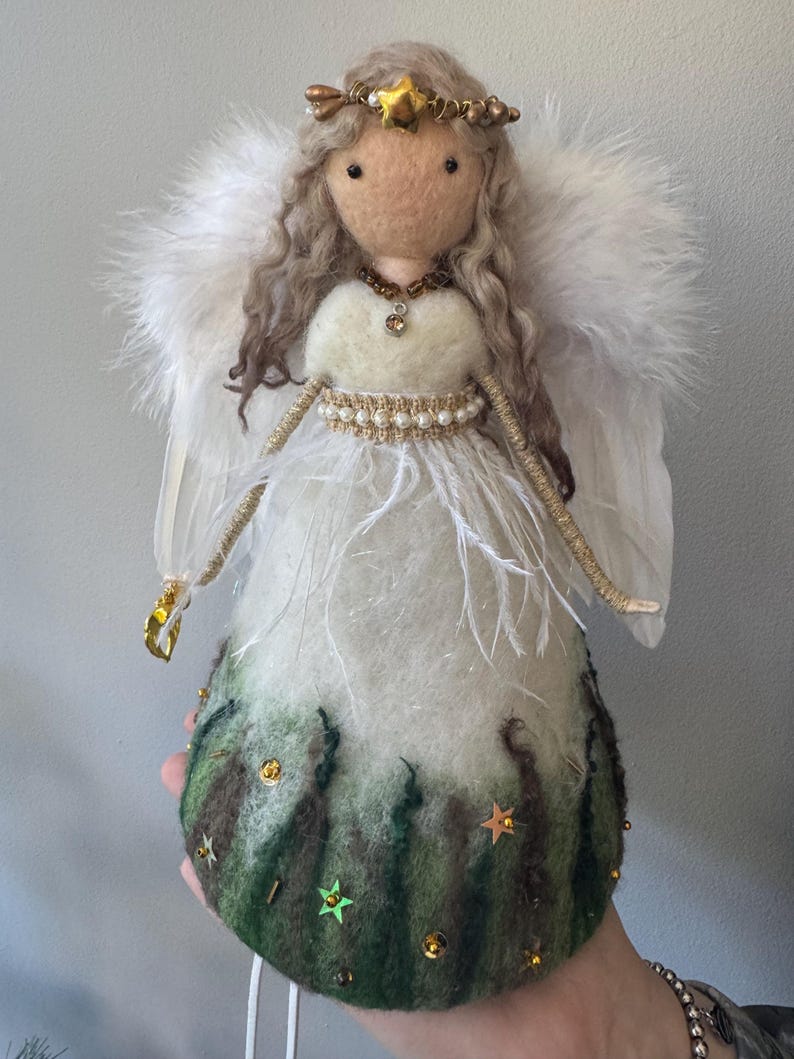Angel, Christmas Angel, Christmas Tree Topper Angel, Felt fairy angel, needle felted angel, Christmas Fairy, Christmas 2026, memorial angel image 14