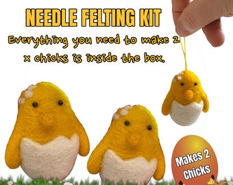 Easter Chick Needle Felting Kit, Spring Craft Kit, Spring Chick Felting Kit, Easter Craft Gift. DIY craft kit.