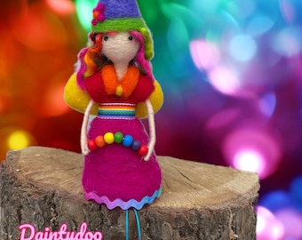 Rainbow Fairy, felted fairy, pride gift.