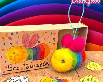 Bee yourself gift, bee gift in a box, felt bee, rainbow bee ,pride gift