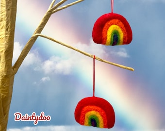 Felted Rainbow, (2 pack) Twig tree rainbow decor, rainbow decoration