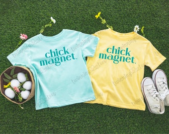 Camiseta de Pascua del imán del polluelo; Camisa de Pascua para niños; Camisa de Pascua; Imán de pollo;