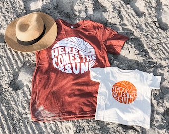Here Comes the Sun Matching Tees; Sun shirts; Mom and me shirts; Summer Shirts; Here Comes The Sun; Summer Shirt; Vacation Shirts; Summer