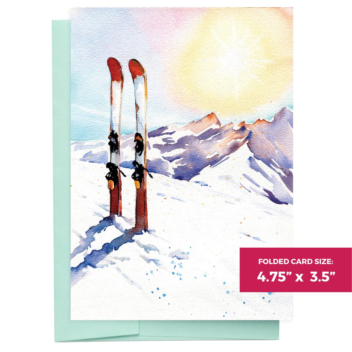 Ski Escape 16 Eco Friendly Holiday Cards With Envelopes Etsy