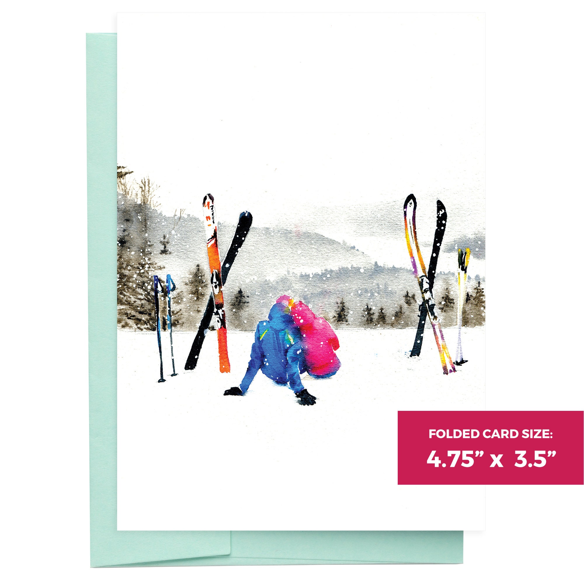Ski Escape 16 Eco Friendly Holiday Cards With Envelopes Etsy