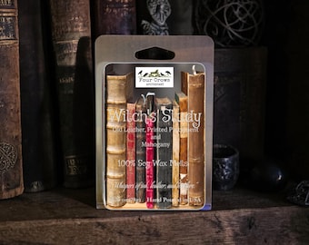 Witch's Study Wax Melt | Leather, 1st Edition Paper & Mahogany | Dark Academia Library Scent | Bookish Gift, Moody Library, Old Book Smell