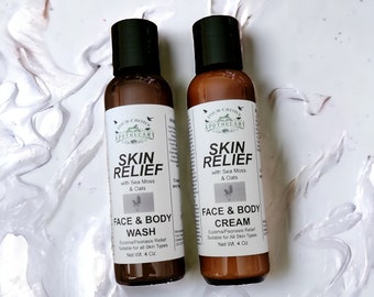 Sea Moss + Oats SKIN RELIEF Eczema Face and Body Wash and Cream