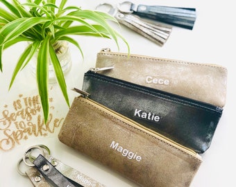 Personalised Matt Metallic Silver Beige | Black | Leather Pencil Case | Pen Case | Writer | Illustrator | Compact Makeup Pouch Gift
