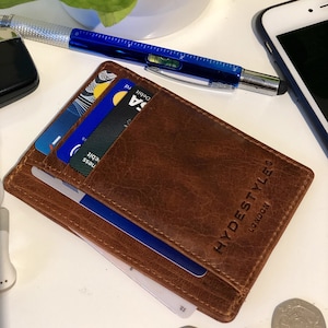 Marrón RFID cuero camisa delgada cartera tarjeta GW614-Walnut