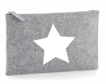 Grey Star Personalised Felt Pouch
