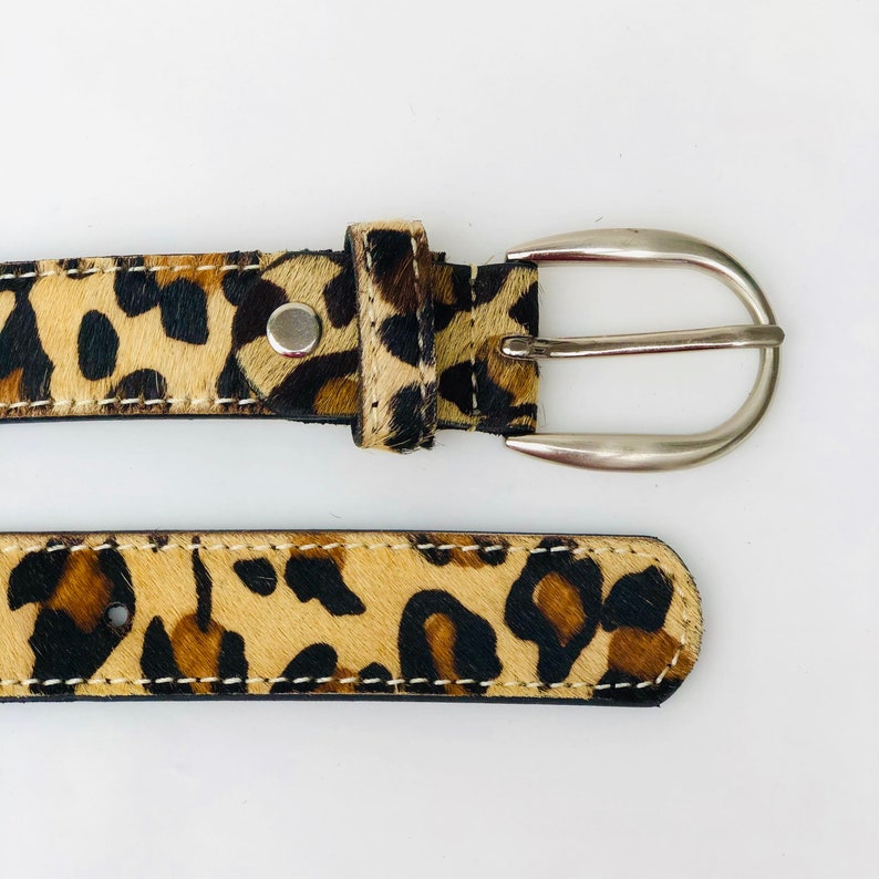 Leopard Zebra Spotty Cow Genuine Leather Hair on Belt With Gold Chrome ...