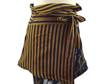 Handwoven Cotton Ikat Wrap Sash Waist Belt | Bakung Ethnic | Mustard