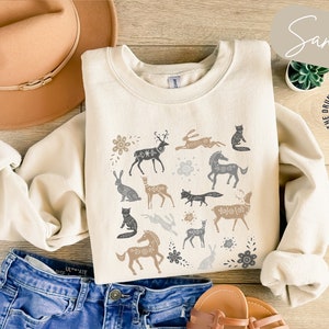 Norwegian Folk Art Boho Sweater Scandinavian Folk Art Sweatshirt Swedish Folk Art Woodland Animals Nordic Sweatshirt
