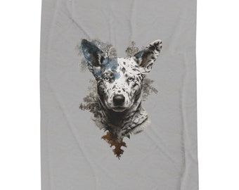 Couverture bleue pour chien à talon : peluche en velour de bouvier, imprimé chien