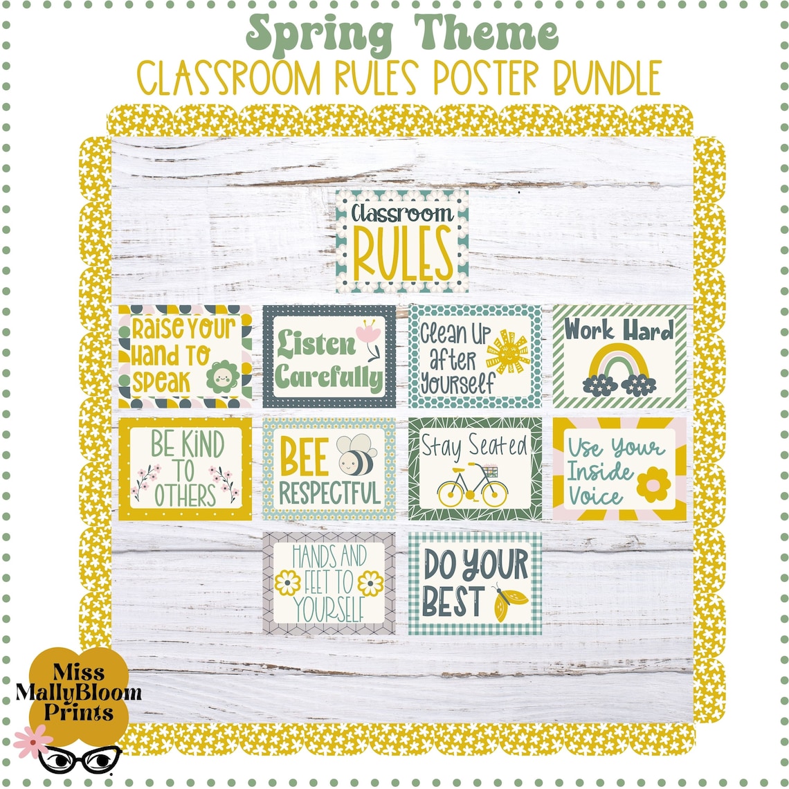 Classroom Rules Poster Bundle_bulletin Board Kit or Classroom Etsy