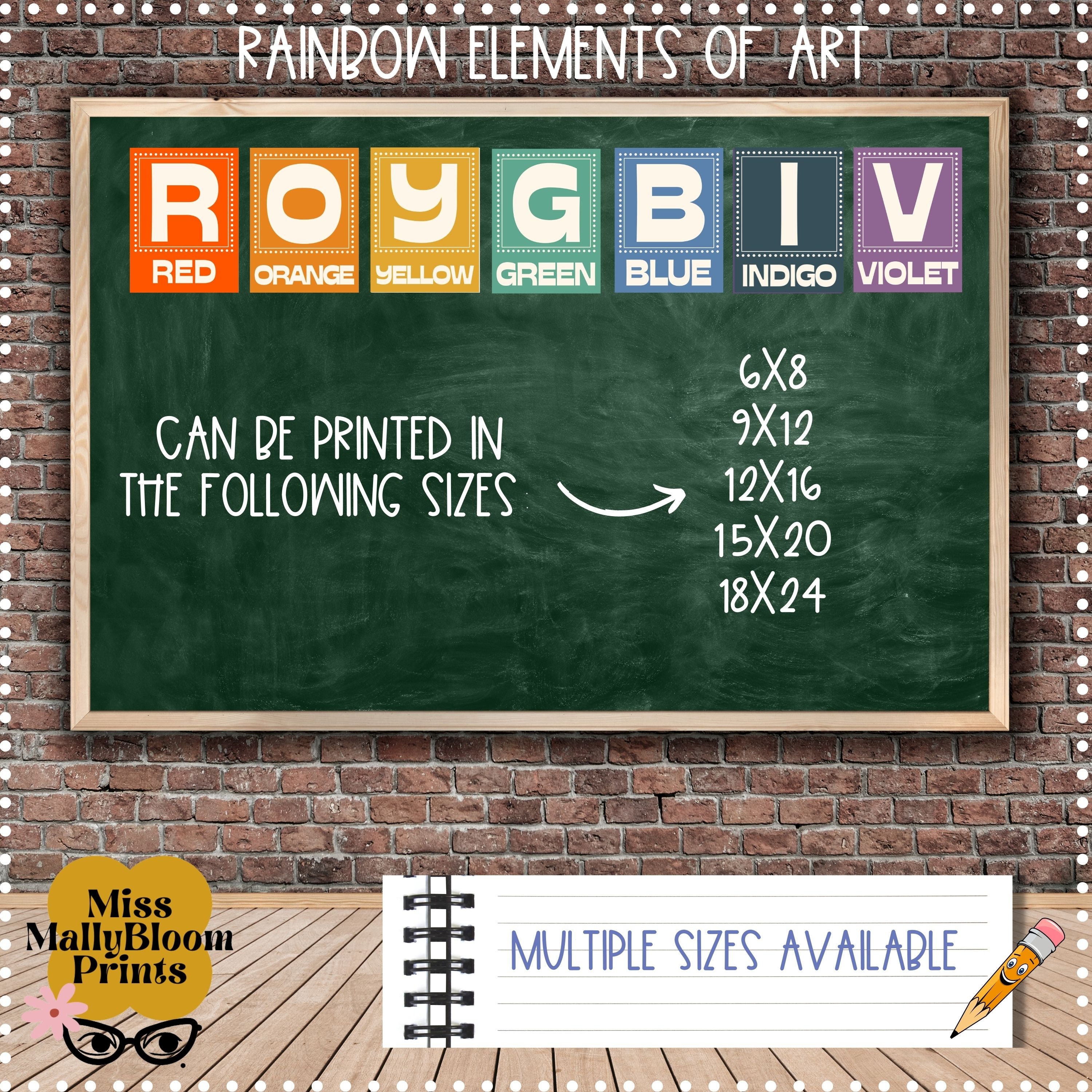 Classroom Poster Bundle, ROYGBIV Rainbow Art Classroom Decor Bundle ...