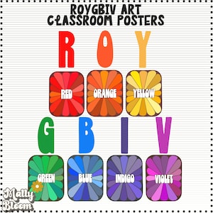 ROYGBIV Art Classroom Poster Bundle, Art Class Rainbow Decor,Art Teacher Bulletin Board,Art Room Printable,Elementary Art, Middle School Art