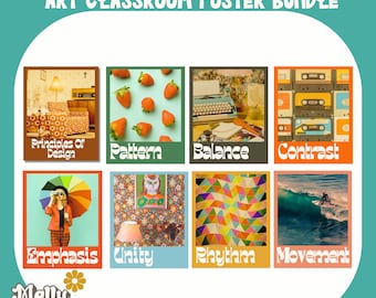 Principles of Design Poster Bundle, Elemente und Prinzipien, Kunst Klassenzimmer Dekor, Kunst Lehrer Pinnwand, Kunst Raum Zeichen, Set für Grundschüler