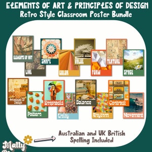 Elements of Art Poster Bundle, Principles of Design Posters, Art Classroom Decor Bundle, Art Teacher Bulletin Board, Set for Elementary