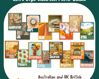 Elements of Art Poster Bundle, Principles of Design Poster, Art Classroom Decor Bundle, Art Lehrer Pinnwand, Set für Grundschüler