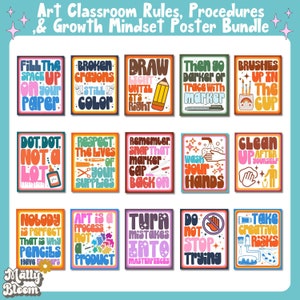 Art Room Poster, Art Class Rules and Procedure Poster Bundle, Growth Mindset Printable, Art Classroom Decor, Elementary Art, Middle School