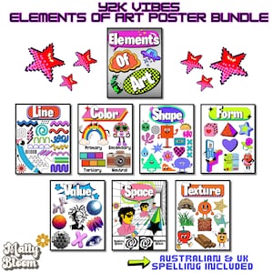 Elements of Art, Art Elements Poster Bundle, Art Classroom Decor, Teacher Bulletin Board, Set for Elementary Art, Art Teacher Printable