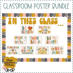 Classroom Positive Quotes Poster Bundle_Bulletin Board Kit, Classroom Decor, Elementary Poster Set, Growth Mindset Posters