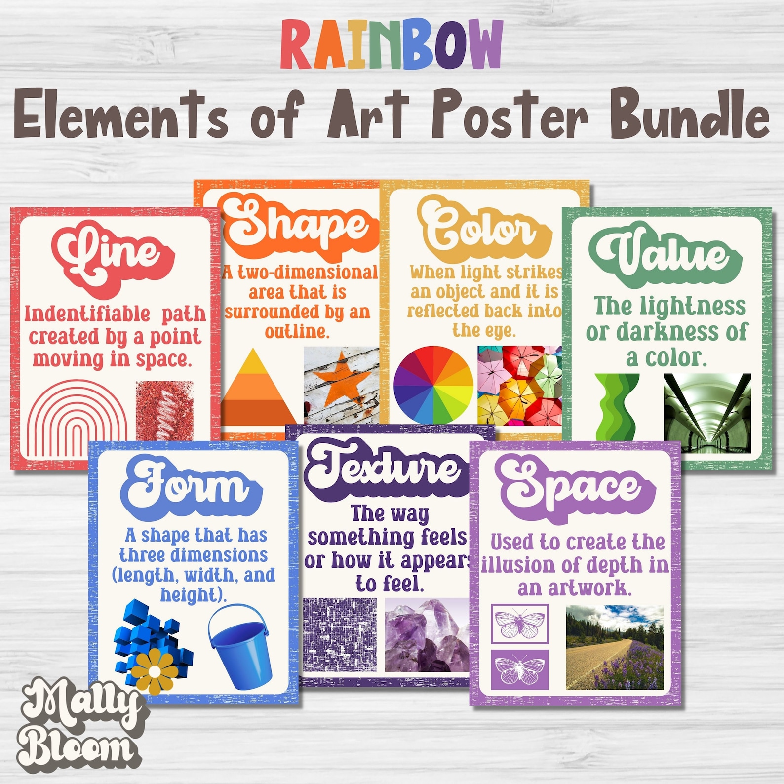 Classroom Poster Bundle, Rainbow Elements of Art Classroom Decor Bundle ...