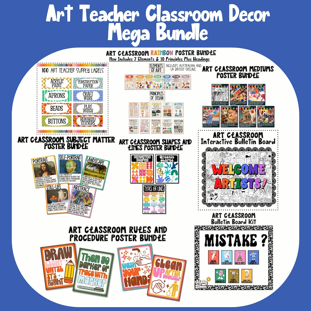 Elements of Art Classroom Decor Bundle, Principles of Design Posters