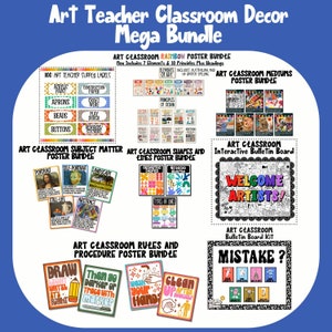 Elements of Art Classroom Decor Bundle, Principles of Design Posters, Art Teacher Bulletin Board, Classroom Rules, Art Teacher Supply Labels
