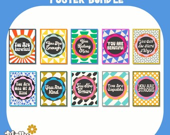 Affirmations for Classroom Poster Bundle, Growth Mindset Display, Bulletin Board Kit, Class Decor, Elementary Classroom, Middle School Decor