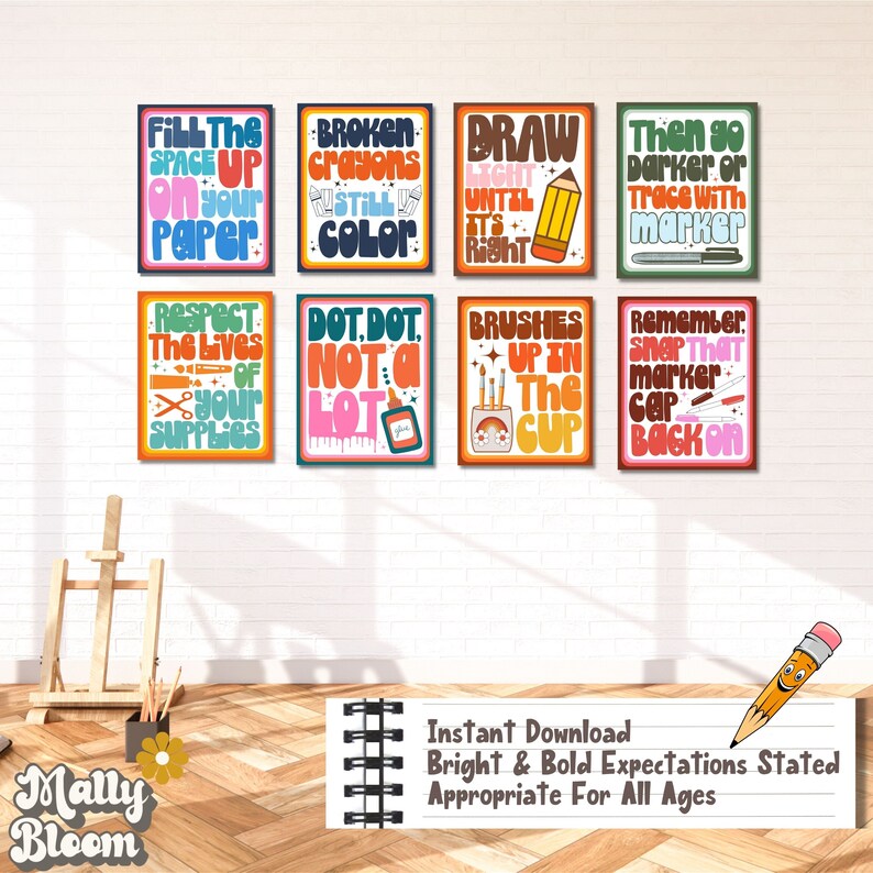 Art Classroom Rules and Procedure Poster Bundle Art Classroom Etsy