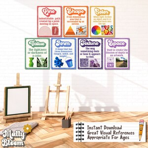 Classroom Poster Bundle, Rainbow Elements of Art Classroom Decor Bundle ...