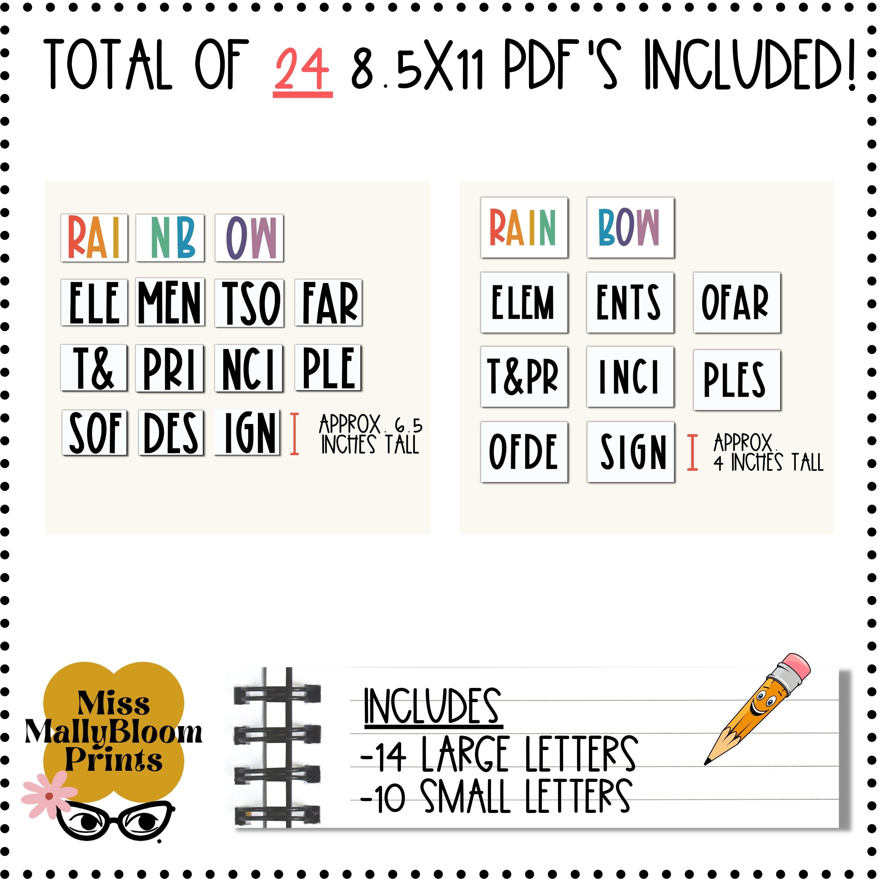 Letters for Rainbow Elements of Art Classroom Decor Bundle | Etsy