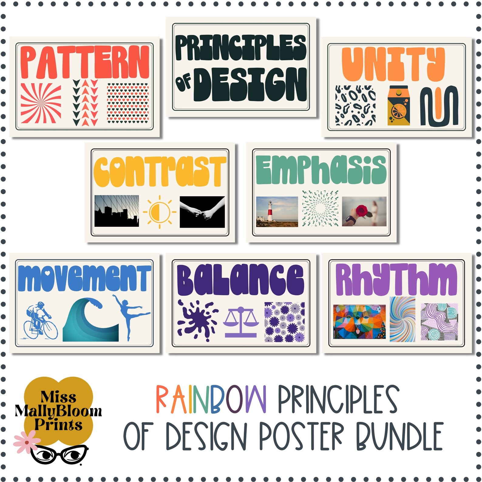 Rainbow Elements of Art Classroom Decor Bundle,principles of Design ...